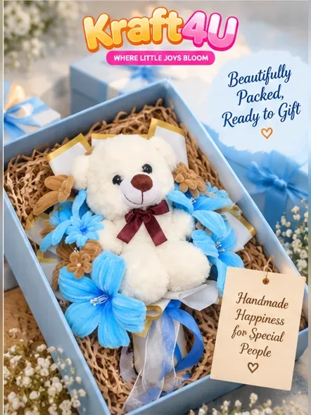 Teddy Bloom Bouquet packed in its gift box